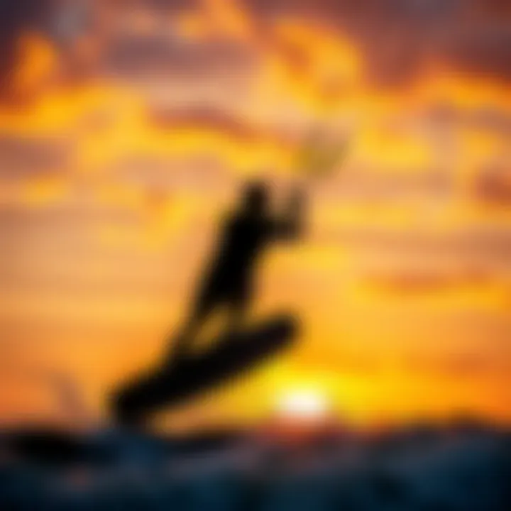 Serene Sunset at Kiteboarding Spot A serene sunset view of kiteboarding at the Outer Banks