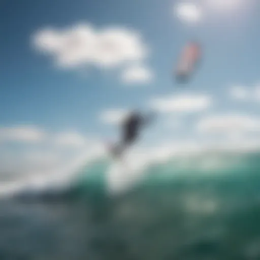 Dynamic kitesurfing action showcasing Ozone gear