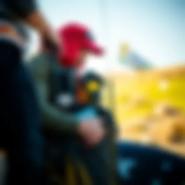 A kiteboarder packing essential gear into a golf bag for a day out