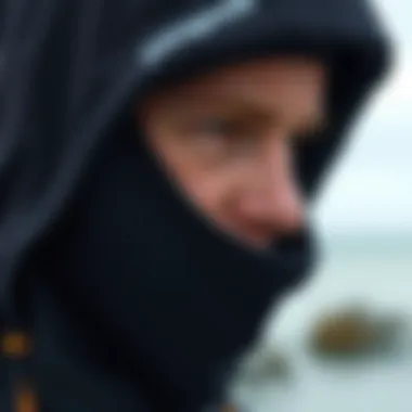 Close-up of Patagonia wetsuit hood showcasing its innovative design features