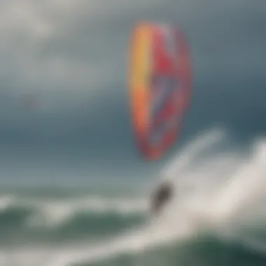 Kiteboarding Competition with the Phoenix Kite Spectacular view of a kiteboarding competition featuring the Phoenix Kite among a vibrant display of kites.