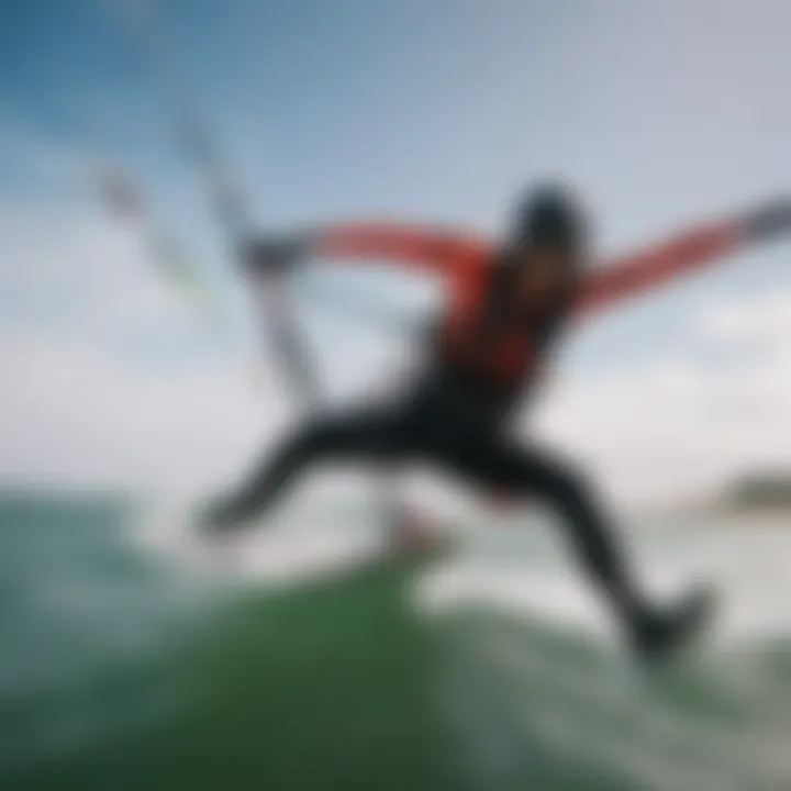 Kiteboarder utilizing real-time wind data