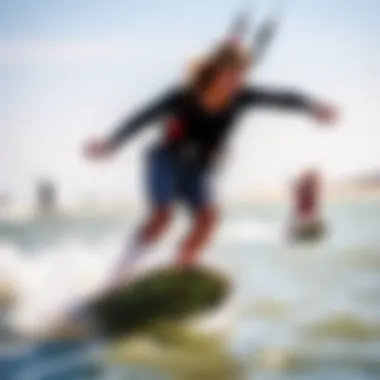 Kiteboarders enjoying the vibrant and dynamic atmosphere of Sankt Peter Ording during a sunny day.