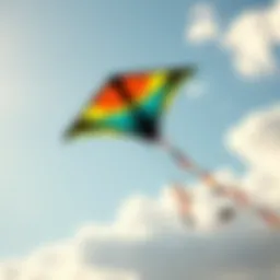 A vibrant slingshot kite soaring through the sky