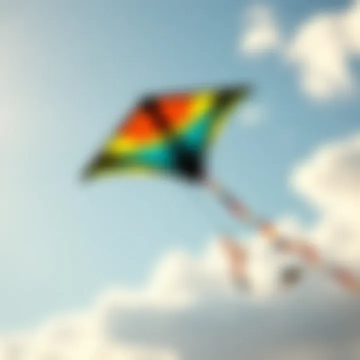 A vibrant slingshot kite soaring through the sky