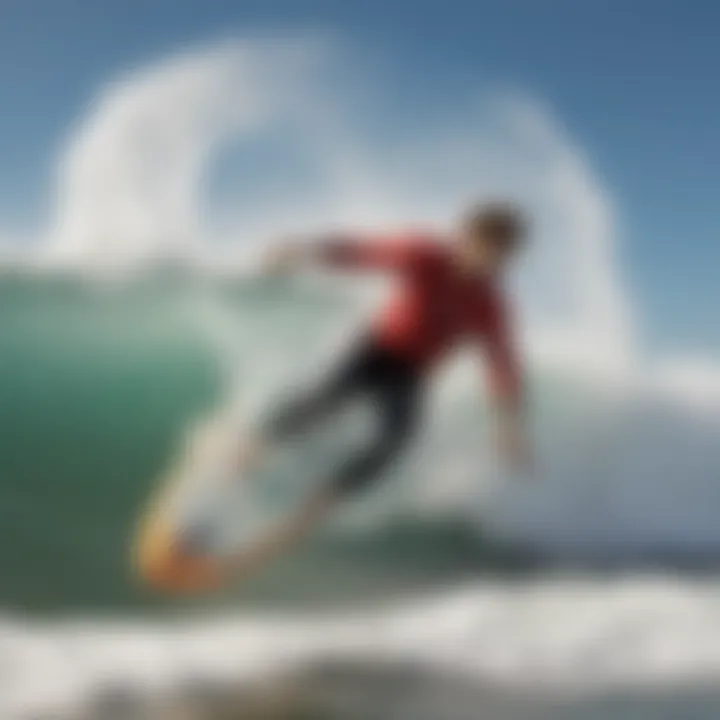 An action shot of a Slingshot surfboard in dynamic motion on the waves