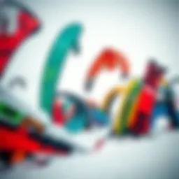 Diverse selection of snow kites displayed