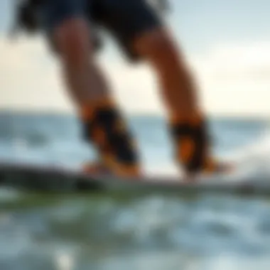 Kiteboarder wearing Solite booties in action on the water