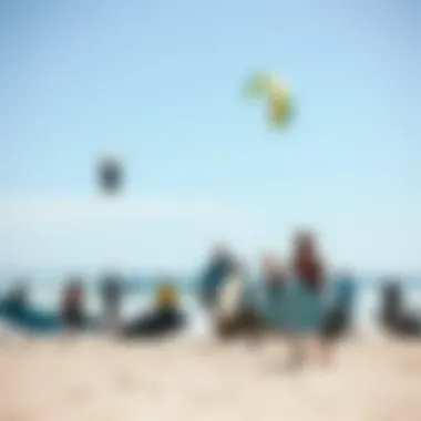 A vibrant surf kiting community enjoying a sunny day at the beach