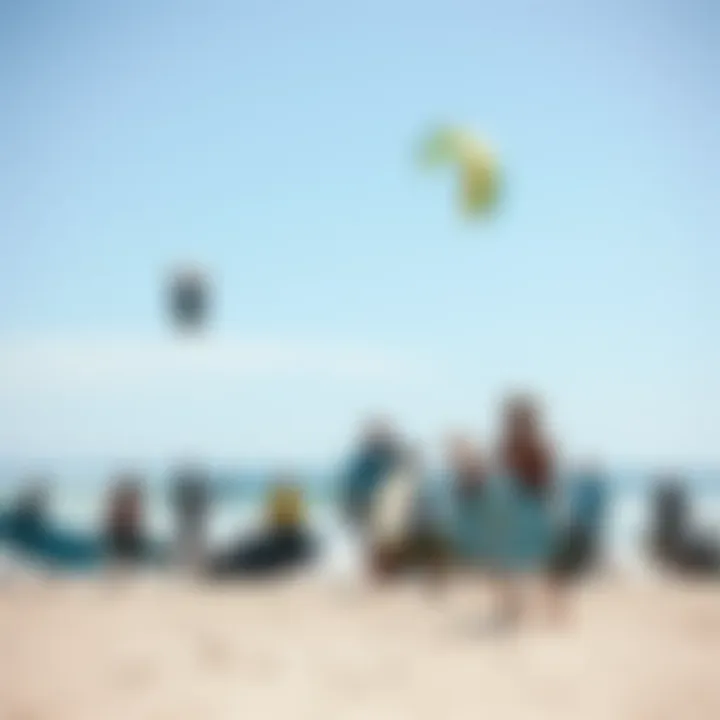 A vibrant surf kiting community enjoying a sunny day at the beach