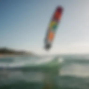 A picturesque beach with a community of kiteboarders enjoying slingwing activities