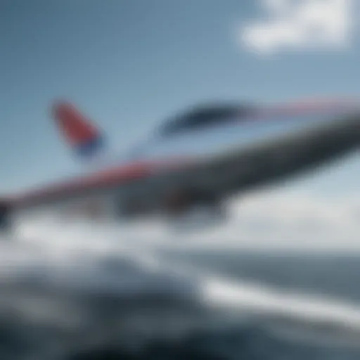 Close-up view of hydrofoil technology showcasing advanced aerodynamics.