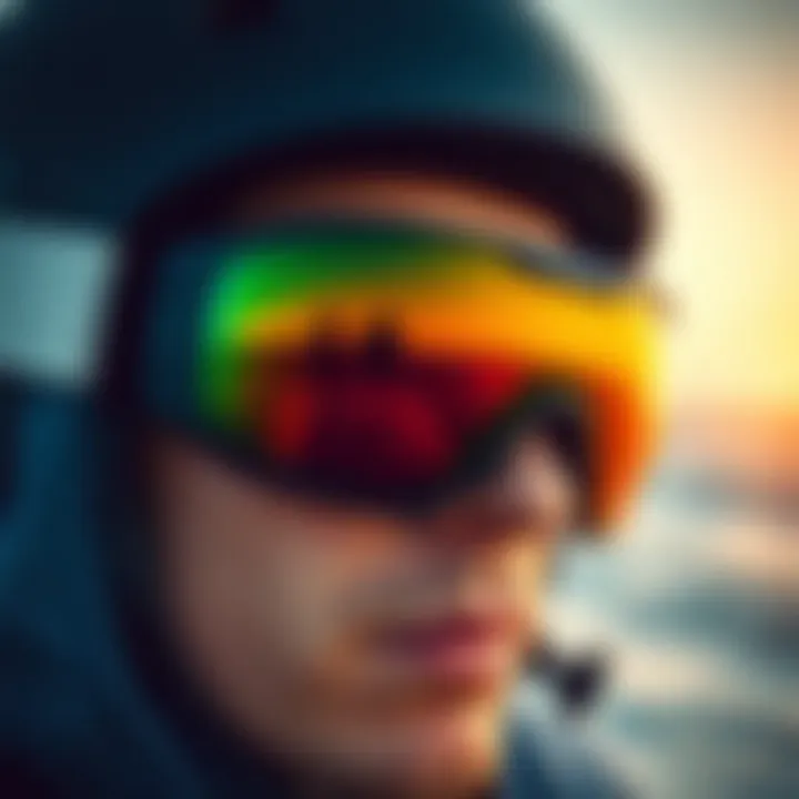 Close-up of high-tech surf goggles designed for UV protection