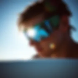Surfer wearing protective eyewear against the sun's glare