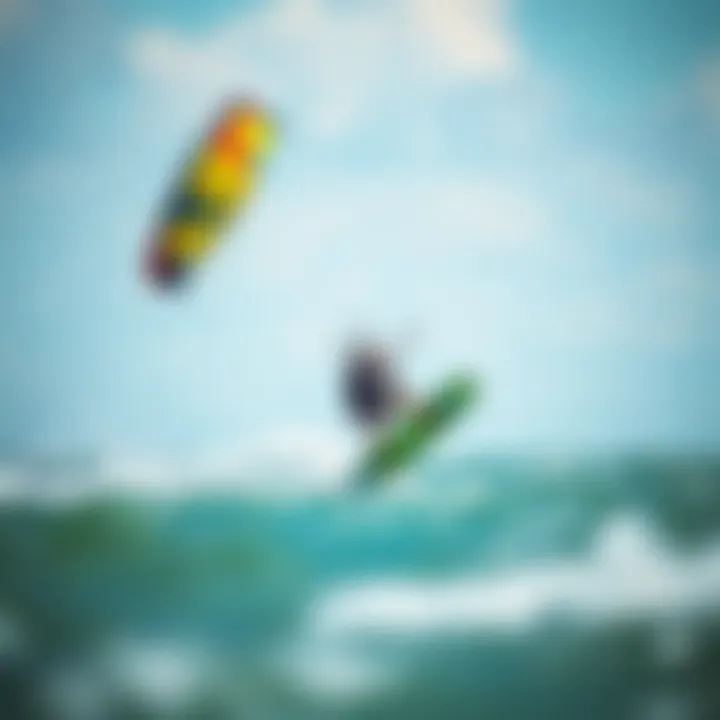 Kiteboarding performance captured with a slingshot board in action