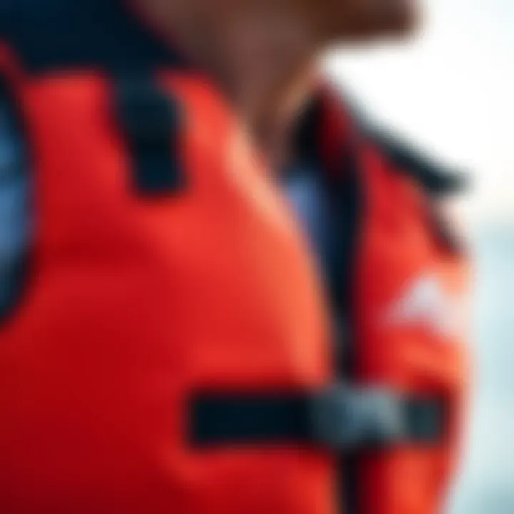 Optimal Fit and Comfort in Life Jackets Close-up of a well-fitted life jacket demonstrating comfort and support
