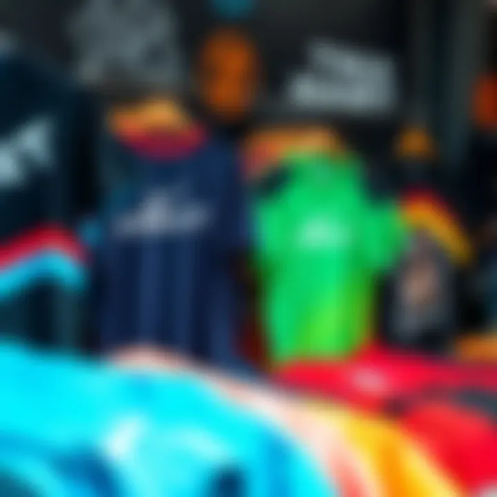 Vibrant kitesurf t-shirts on display