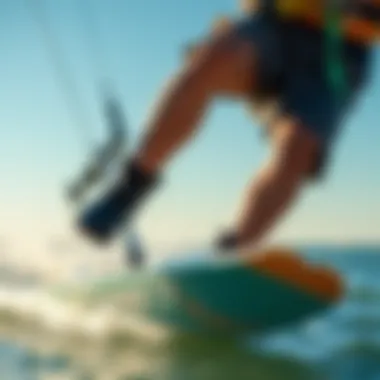 Kiteboarder wearing 7mm booties in action on the water