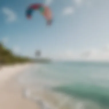 A vibrant beach scene showcasing local culture and kitesurfing