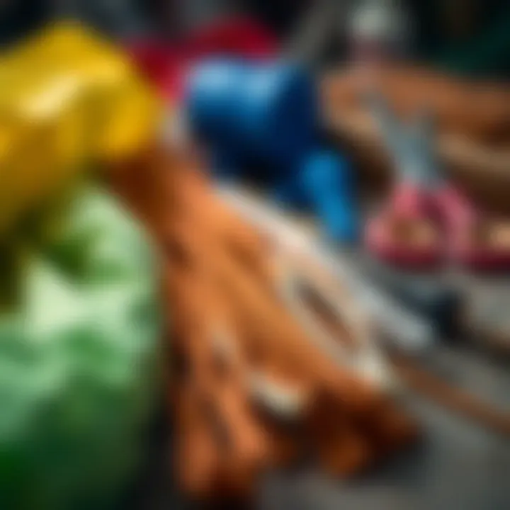 Close-up view of materials used in kite manufacturing