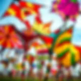 Diverse Kite Designs A vibrant array of kites showcasing various designs and colors