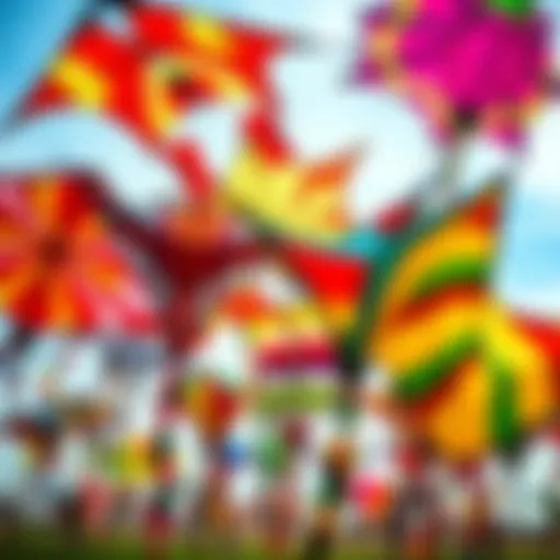 Diverse Kite Designs A vibrant array of kites showcasing various designs and colors