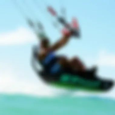 Kiteboarding action with slingshot