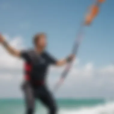 Kite surfing trainer demonstrating safety protocols