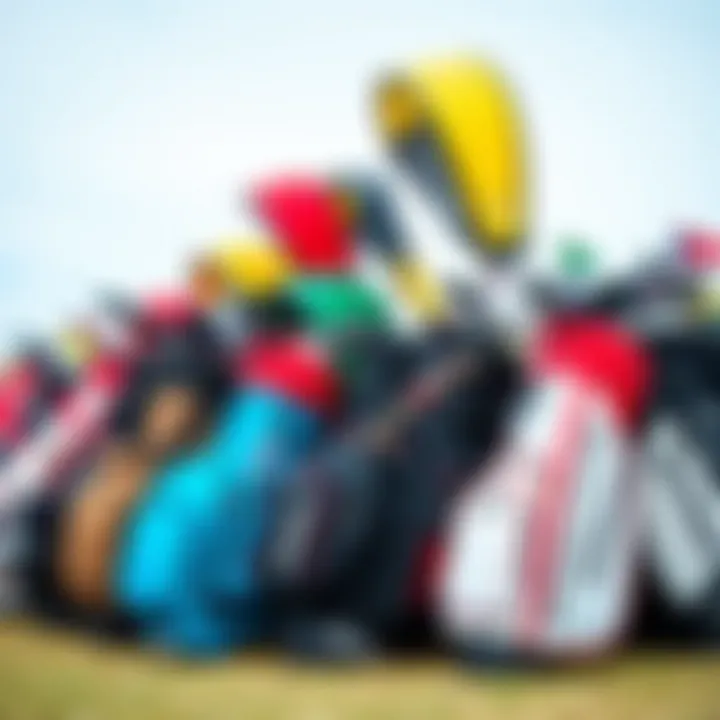 An array of top kiteboard golf bags from various brands displayed together