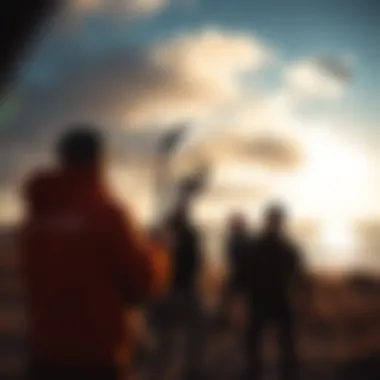 Kiteboarding enthusiasts monitoring weather radar