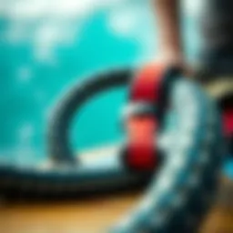 Close-up of a coiled surf leash showcasing its unique design