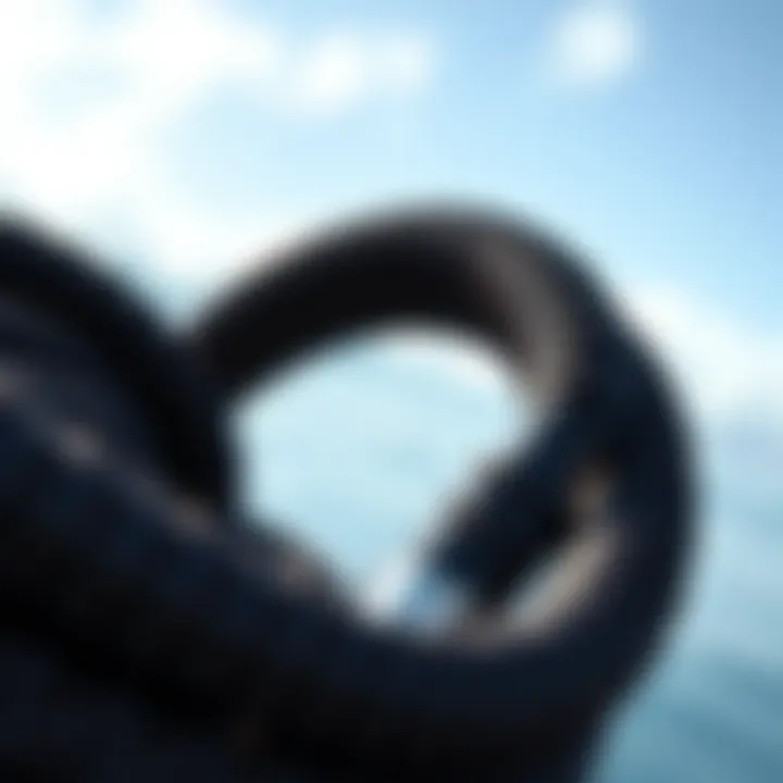 Material composition of coiled surf leashes highlighting durability