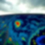 Weather Radar Storm Patterns in Crandon A detailed illustration of a weather radar screen showcasing storm patterns.