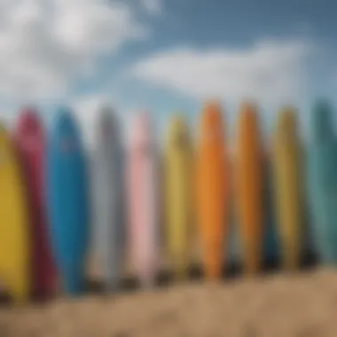 A vibrant surf scene depicting various brands of foil surfboards in action