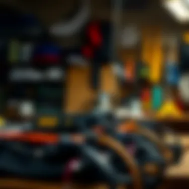 Maintenance of kite surfing equipment in a workshop