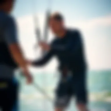Instructor providing kite surfing lessons to a student