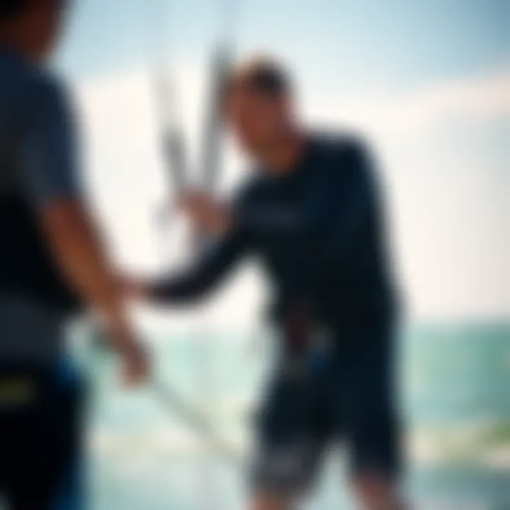 Instructor providing kite surfing lessons to a student