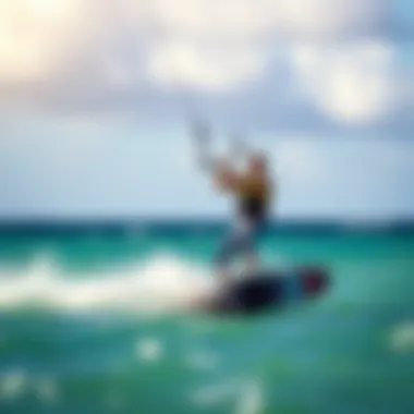 Kiteboarder catching the perfect wind on Oahu's shores