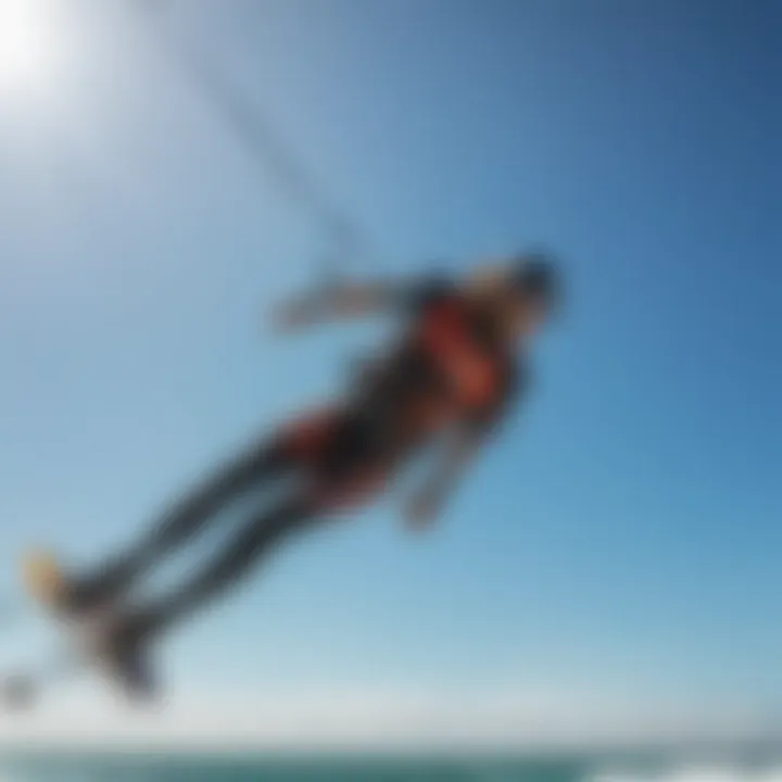 A vibrant kite soaring against a clear blue sky