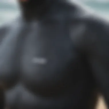 A close-up view of a wetsuit material showcasing its flexibility and texture.