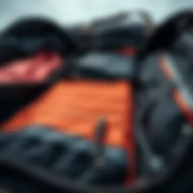 Compartmental Organization in Wing Foil Board Bags Detailed view of wing foil board bag compartments and organization