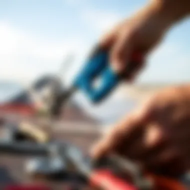 Kiteboard Handle Maintenance Tips Maintenance tips for kiteboard handles illustrated with tools