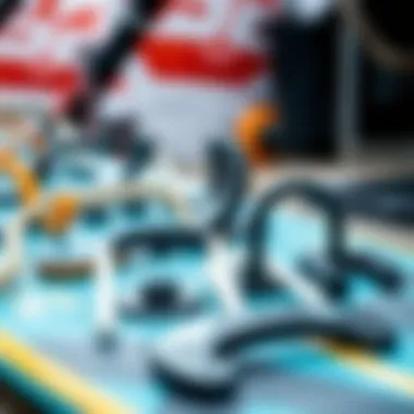 Types of Kiteboard Handles Various types of kiteboard handles displayed for comparison