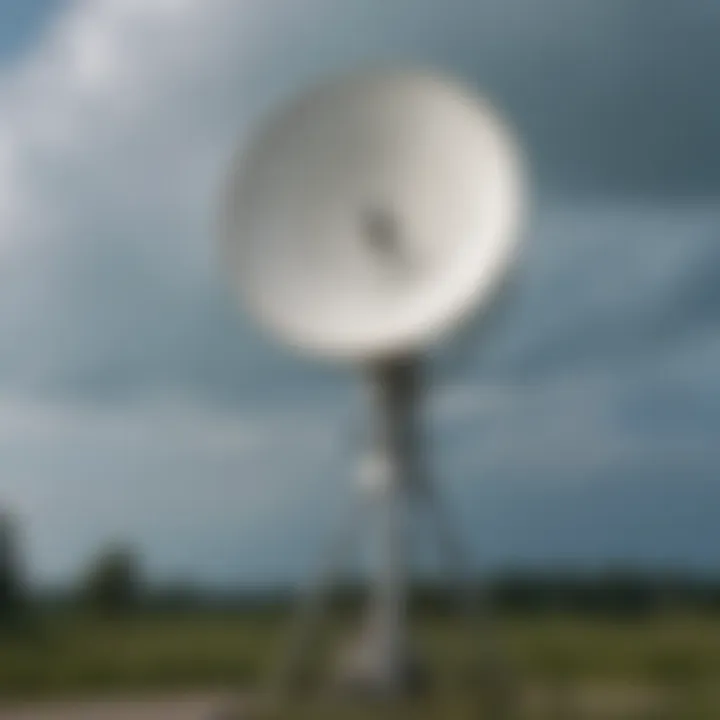 Close-up of radar equipment utilized in local meteorology