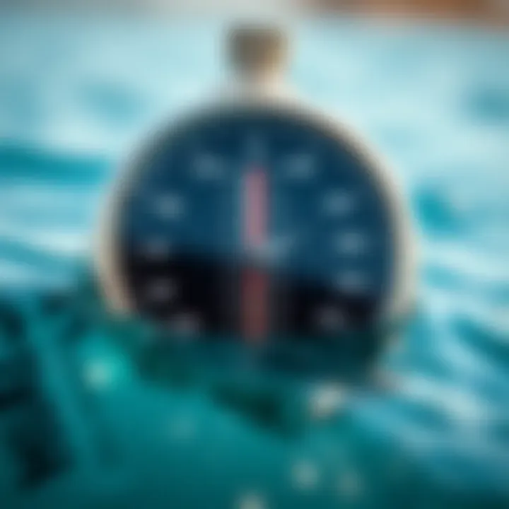 Thermometer showing various water temperatures relevant to wetsuit use