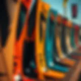 Dynamic Display of Used Efoils Dynamic used efoils on display at a kiteboarding event