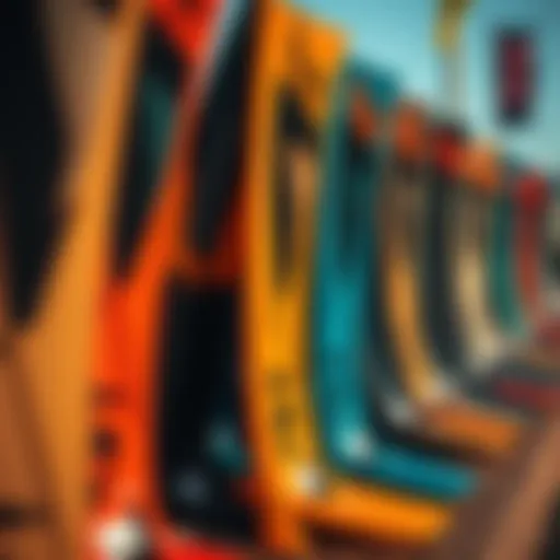 Dynamic Display of Used Efoils Dynamic used efoils on display at a kiteboarding event