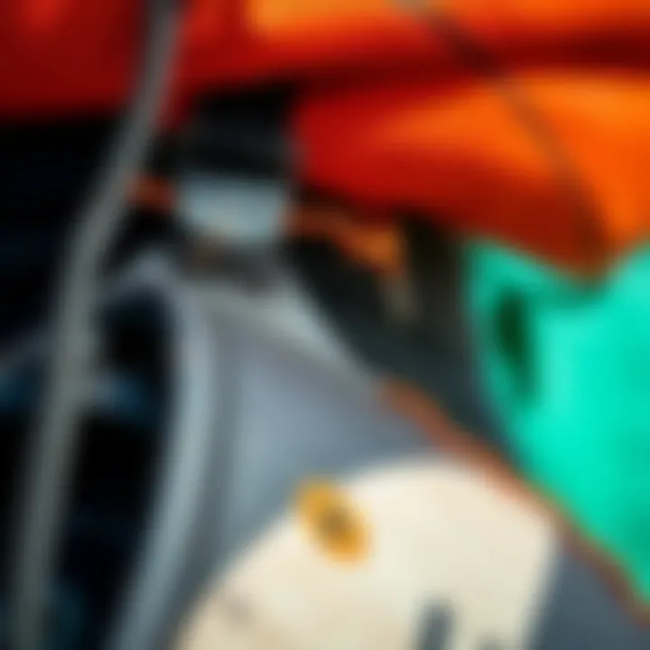 Understanding Gear Condition: Wear and Tear Close-up view of kiteboarding gear showing wear and tear.