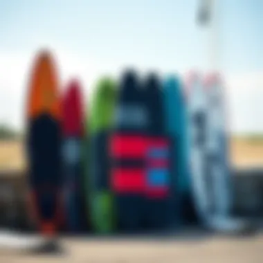 Exploring Various Kitesurf Board Styles Different styles of kitesurf boards lined up