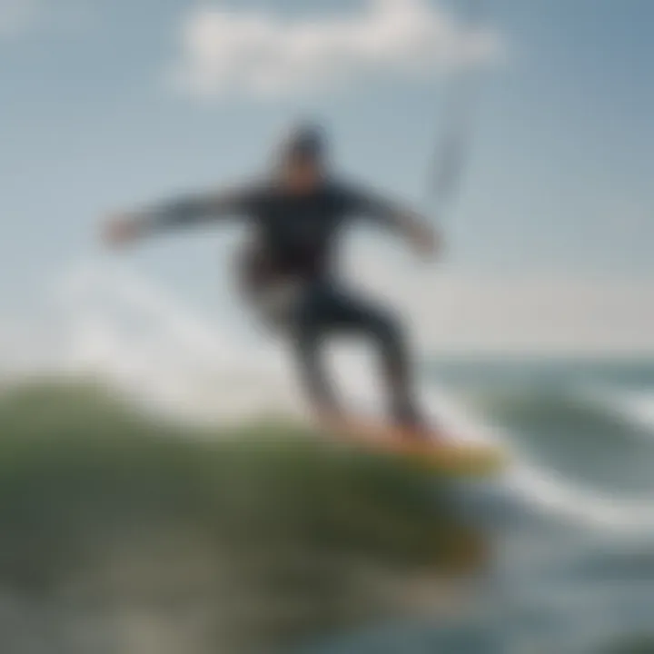 Kiteboarder navigating waves in Lake Erie